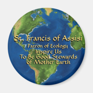 Aimant Jour de la Terre & bouton Saint François d'Assise