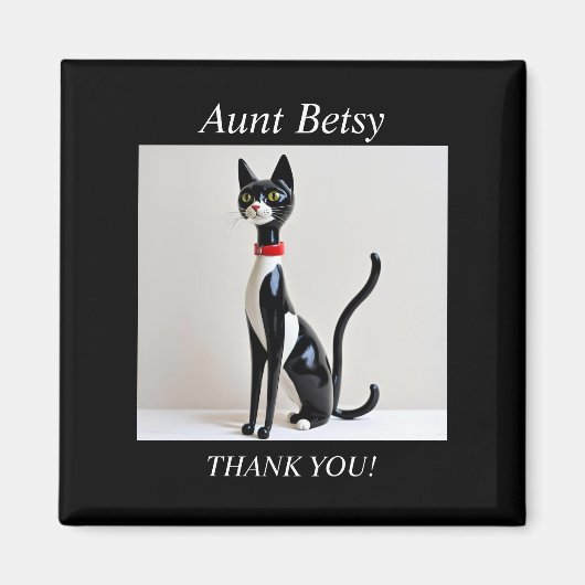 Aimant Jour de la VALENTINE Mid Century Chat, modifiable (Devant)