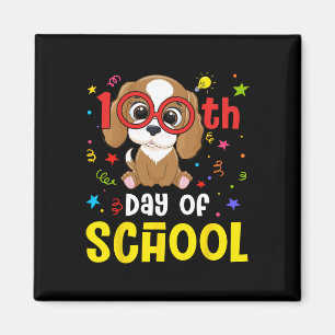 Aimant Jour De L'École Chien Cute 100 Jours Enseignant Ét