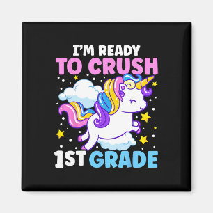 Aimant Jour de l'école Je suis prêt à écraser Unicorn 1èr