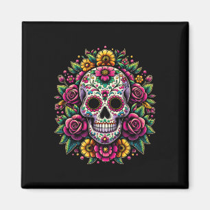 Aimant Jour De Los Muertos Du Crâne Morte De Sucre Hallow