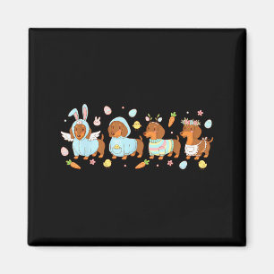 Aimant Jour de Pâques heureux amoureux de chien dachshund