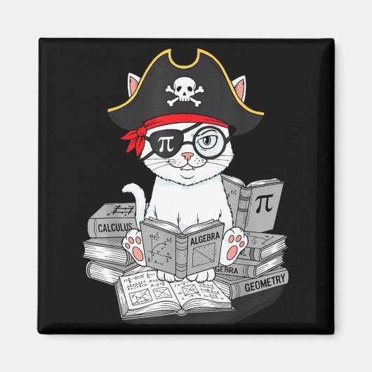Aimant Jour de Pi Mathématiques Chat Nerd Mathématiques P (Devant)
