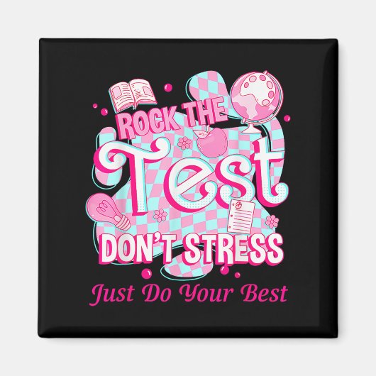 Aimant Jour De Test Rock The Test Motivation Pour Enseign (Devant)