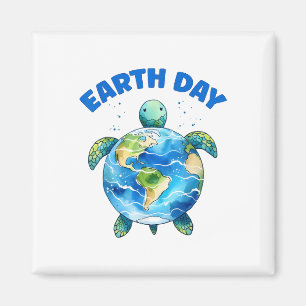 Aimant Jour des terres 2025 Sea Turtle Art Sauvez La Plan
