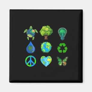 Aimant Jour des terres Peace Go Plante Save Water Secourt