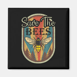 Aimant Jour des terres Sauvez Les Abeilles Retro Jour des