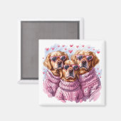 Aimant Jour des Valentines Chiens d'or (Recto/Verso)