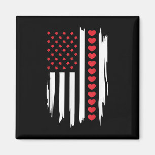 Aimant Jour des Valentines vintages American Flag Hearts