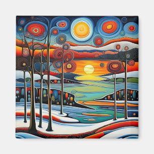 Aimant Jour d'hiver au coucher du soleil 12