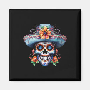 Aimant Jour Du Crâne De Sucre Floral De Dead Dia De Muert