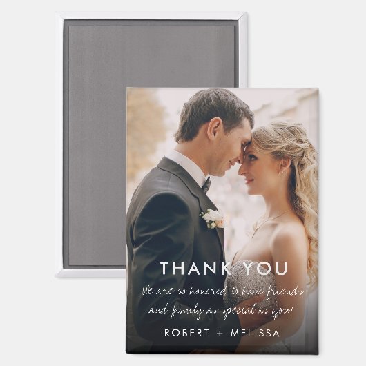 Aimant Jour du mariage Photo Merci Favoriser (Recto/Verso)