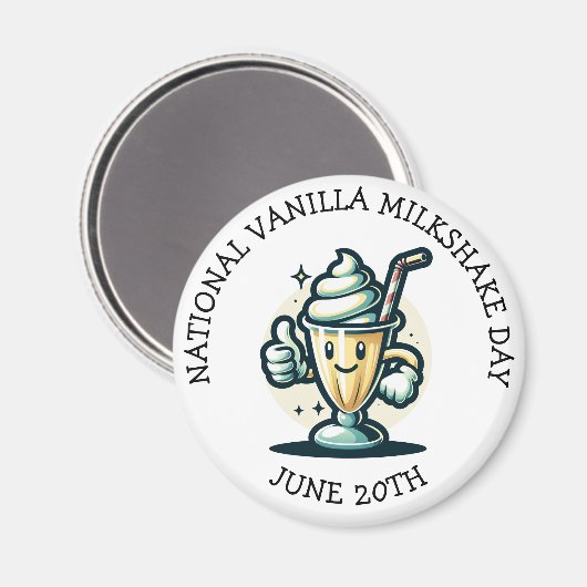 Aimant Jour national du Milkshake Vanilla 20 juin (Recto/Verso)