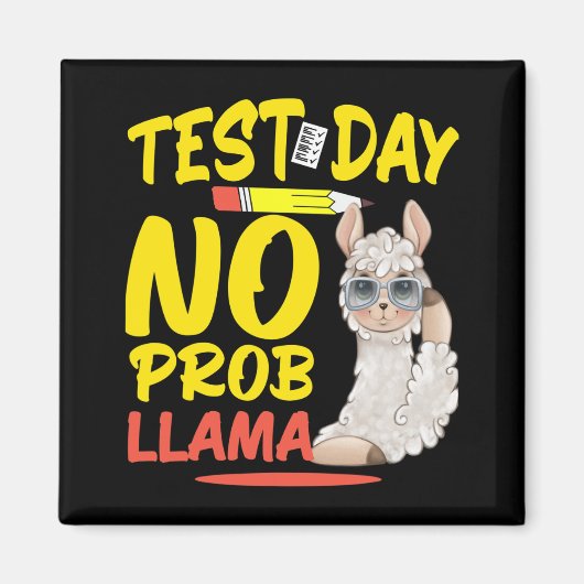 Aimant Jour No Prob-llama Llama Enseignant & Test étu (Devant)