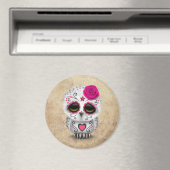 Aimant Jour rose mignon de la Chouette crâne de sucre mor (In Situ (Lave-vaisselle))