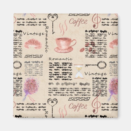 Aimant Journal vintage romantique (Devant)