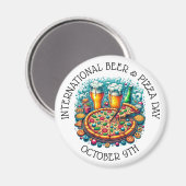 Aimant Journée internationale de la bière et de la pizza  (Recto/Verso)