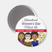 Aimant Journée internationale de la femme 8 mars (Recto/Verso)
