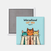 Aimant Journée internationale du chat (Recto/Verso)