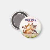 Aimant Journée internationale du chat (Recto/Verso)