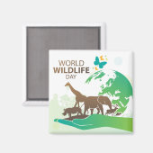 Aimant Journée mondiale de la faune (Recto/Verso)