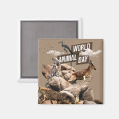 Aimant Journée mondiale des animaux (Recto/Verso)