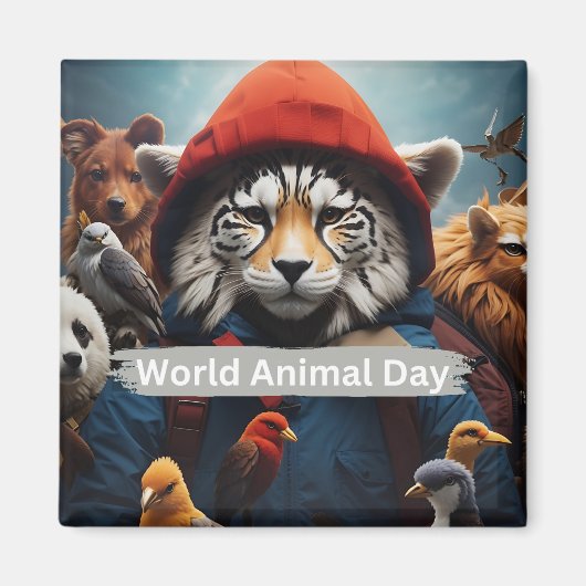 Aimant Journée mondiale des animaux (Devant)