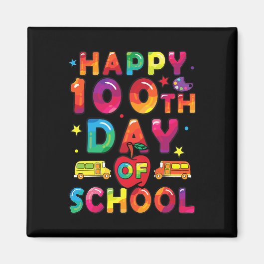 Aimant Jours D'École Garçons Filles Joyeux 100 Jours D'Éc (Devant)