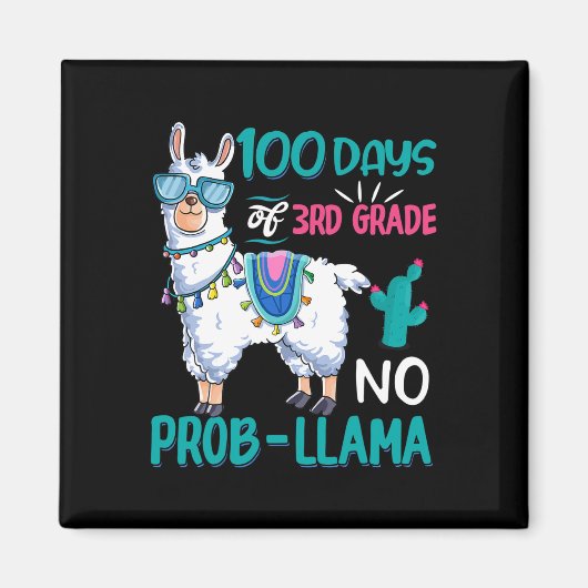 Aimant Jours D'École Pas De Problème Llama 3e Classe Teac (Devant)