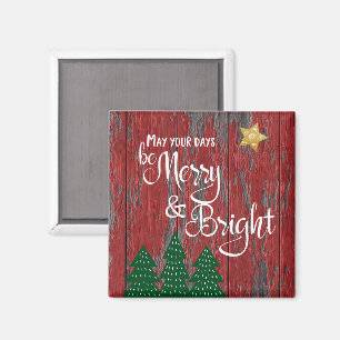 Aimant Jours Soyez Joyeux Bright Rustic Wood Trees Gold S