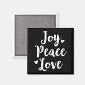 Aimant Joy Peace Love Red Brushed Script Womens Holiday  (Recto/Verso)
