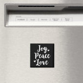Aimant Joy Peace Love Red Brushed Script Womens Holiday  (In Situ (Lave-vaisselle))