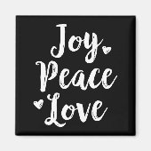 Aimant Joy Peace Love Red Brushed Script Womens Holiday  (Devant)