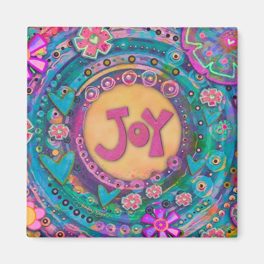 Aimant Joy Pretty Floral Pastel Coeurs Inspirationnels (Devant)