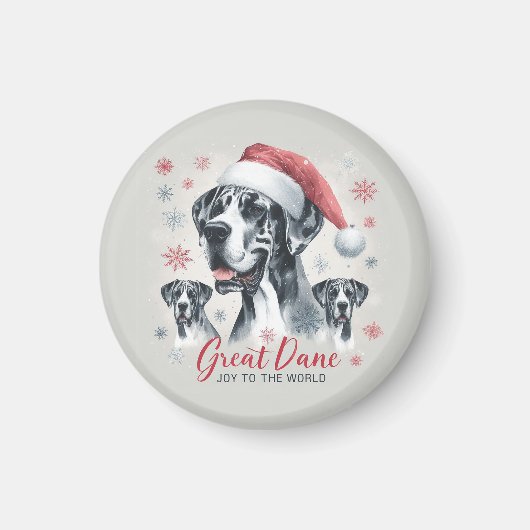 Aimant Joy to the World - Great Dane Christmas Holiday (Devant)