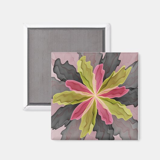 Aimant Joy, Vert rose Anthracite Imaginaire Fleur Fractal (Recto/Verso)