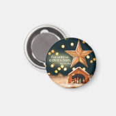 Aimant Joyeuse crèche de Noël sous étoile (Recto/Verso)