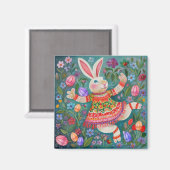 Aimant Joyeuse Danse Bunny de Pâques (Recto/Verso)