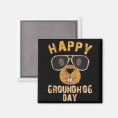 Aimant Joyeuse fête de la marmotte drôle de célibataire d (Recto/Verso)