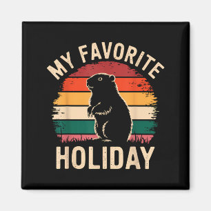Aimant Joyeuse fête de la marmotte vintage 2025 drôle de