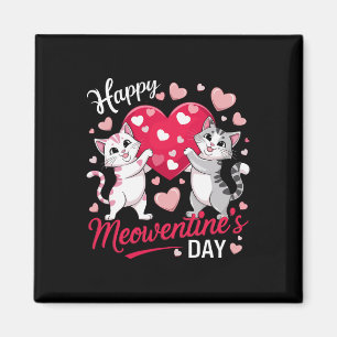 Aimant Joyeuse fête de la Meowentine drôle et mignonne po