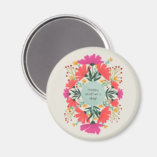 Aimant Joyeuse fête de la mère fleurie (Recto/Verso)
