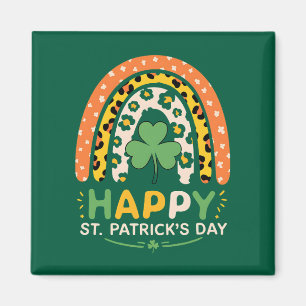 Aimant Joyeuse Fête de la Saint-Patrick Mignon Léopard Ar