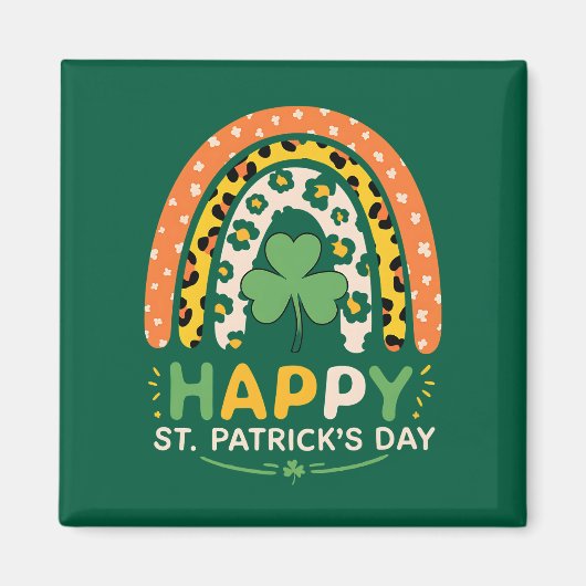 Aimant Joyeuse Fête de la Saint-Patrick Mignon Léopard Ar (Devant)