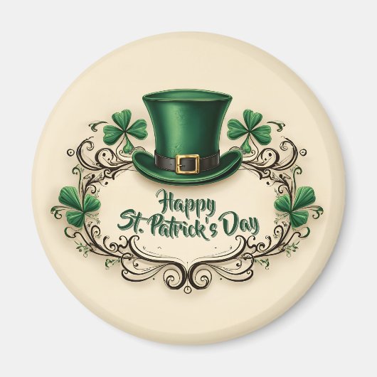 Aimant Joyeuse fête de la Saint-Patrick, modèle de trèfle (Devant)
