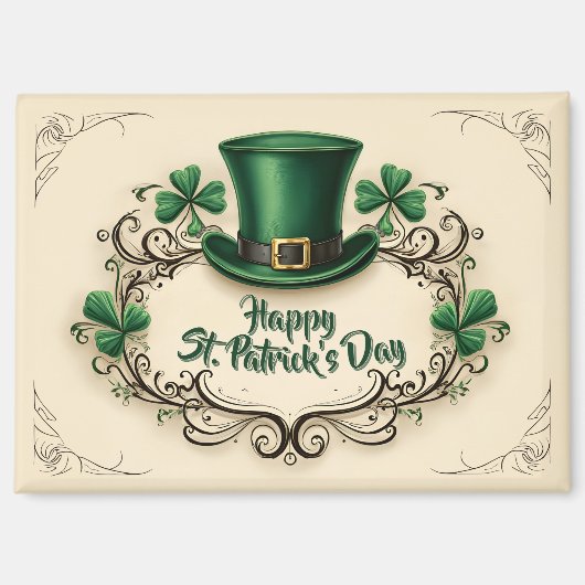 Aimant Joyeuse fête de la Saint-Patrick, modèle de trèfle (Recto)