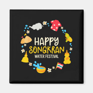 Aimant Joyeuse fête de l'eau de Songkran Thaïlande Hommes