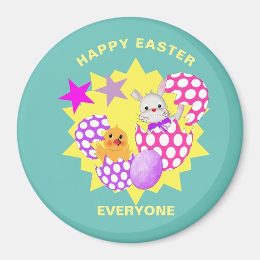 Aimant Joyeuse fête des enfants de Pâques mignonnes (Devant)