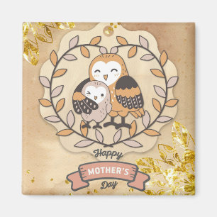 Aimant Joyeuse fête des mères chouette chouette oiseau am