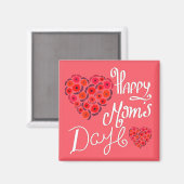 Aimant Joyeuse Fête des Mères Roses rouges Aimer Typograp (Recto/Verso)